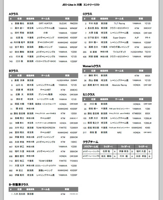 JEC-Litesエントリーリスト